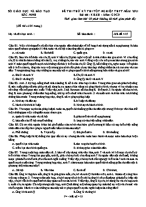 Đề thi thử Tốt nghiệp THPT môn Giáo dục công dân - Mã đề 415 - Năm học 2020-2021 - Sở giáo dục và đào tạo Bắc Ninh (Có đáp án)